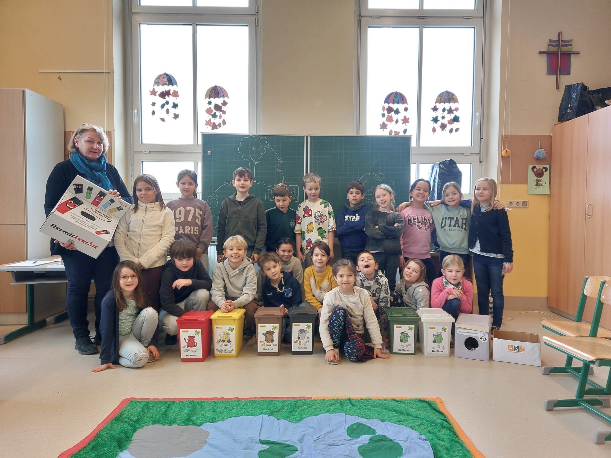 Kinder und Lehrerin der VS Gainfarn 2A